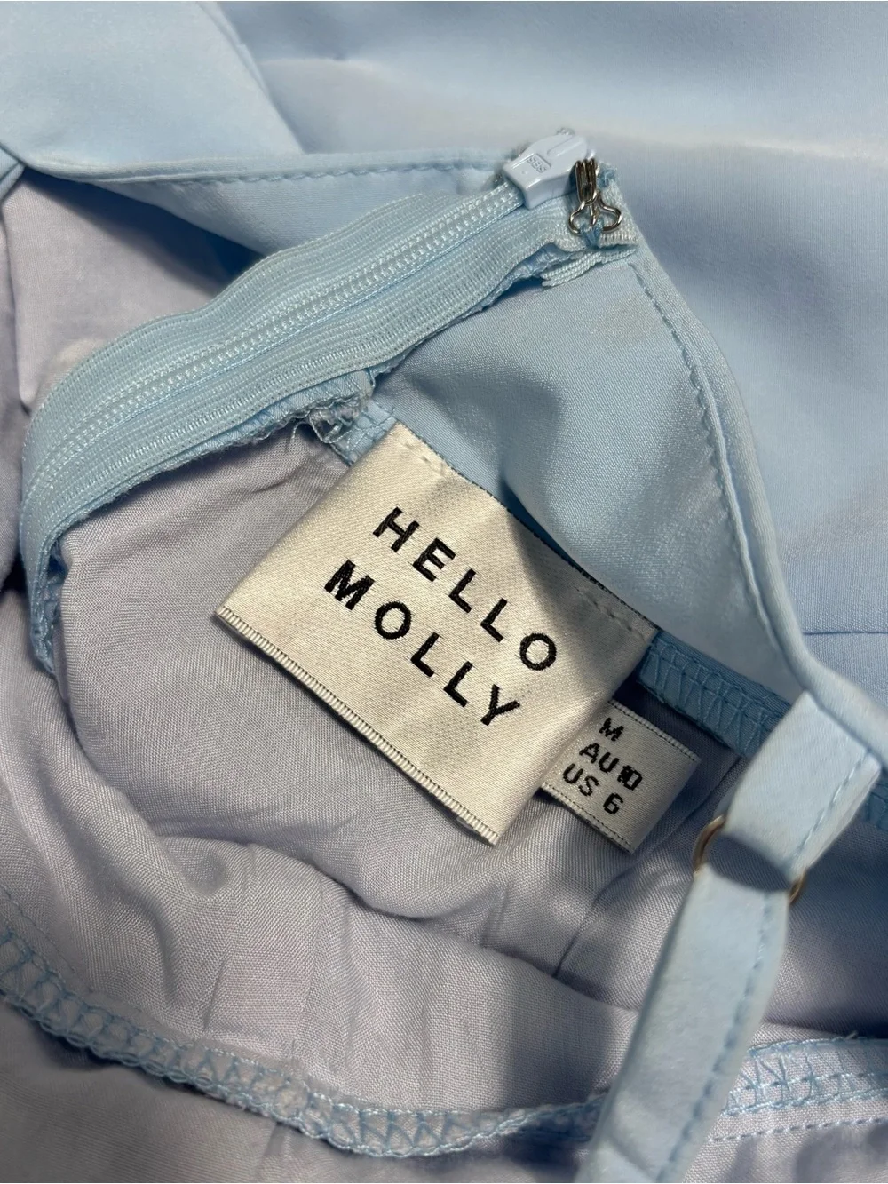 Hello Molly Light Blue Spaghetti-Strap Mini Dress Tie back Sz 6 Homecoming